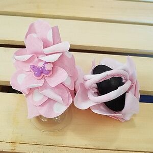 Baby Shoes Newborn 0-3 mth Pink Polka Dot w Butterfly